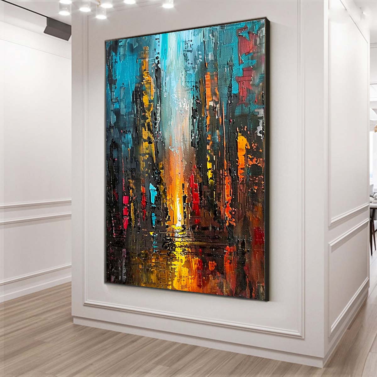 Original creation City Hand painted Oil Painting Canvas Wall Art For Home Living Room Unframed/Rolled #048