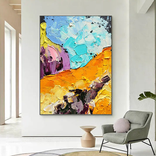 Abstract Oil Painting Hand Painted Oil Paintings Wall Art Canvas Abstract Artwork For Hotel,31inx47in,No Frame