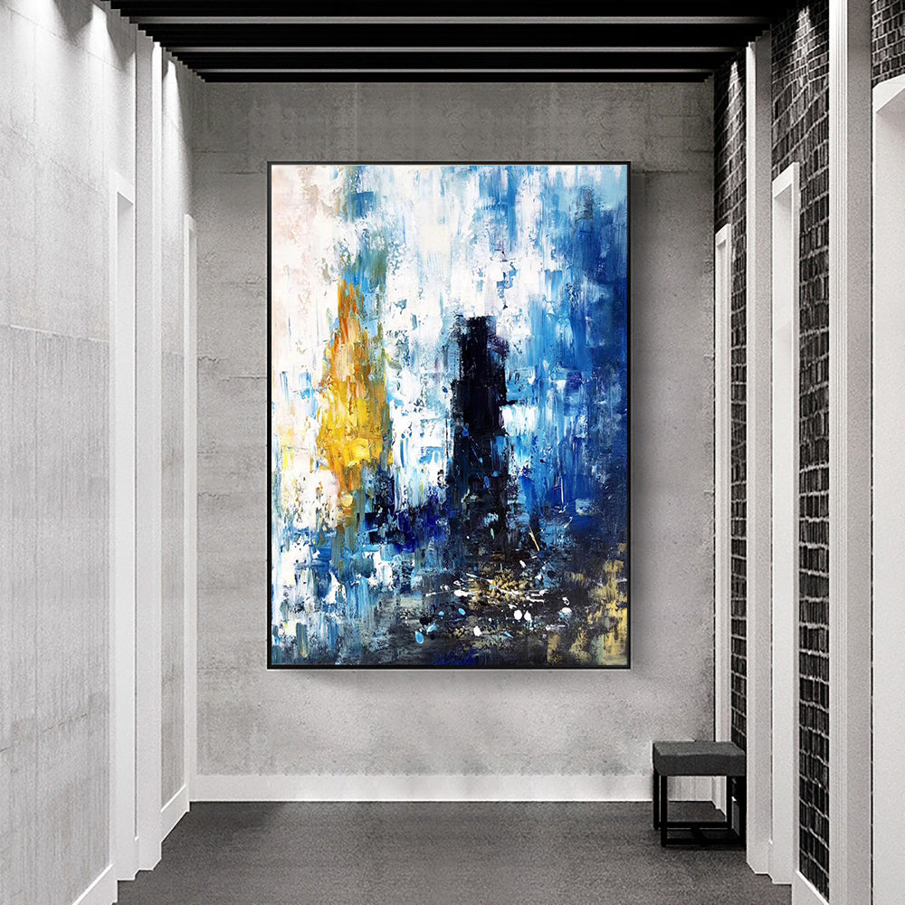 Hand Painted Abstract Gold Texture Oil Painting Morden Canvas Wall Art Handmade Nordic Grey Oil Painting for Home Living Room,31inx47in,No Frame