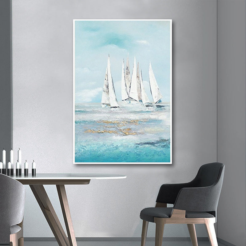 Hand painted Oil Painting Sailing Boat Living Room Bedroom Dining Room Decoration Mural Modern Minimalist Canvas,31inx47in,No Frame