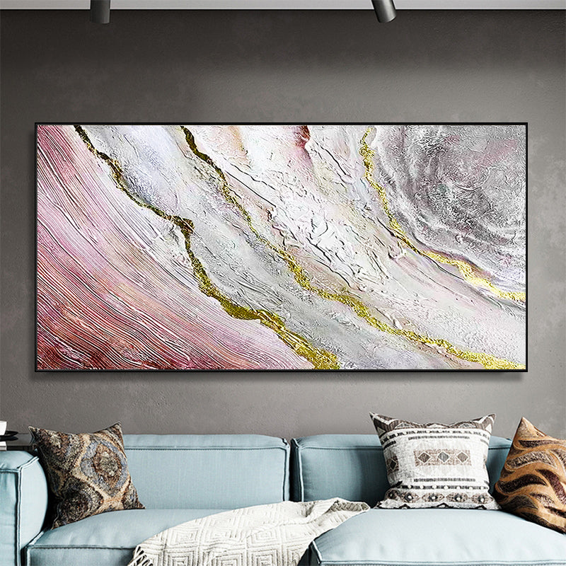 #300Hand painted Texture Oil Painting Modern Three dimensional Abstract Living Room Decoration Painting Gold Foil Hanging,27inx54in,No Frame