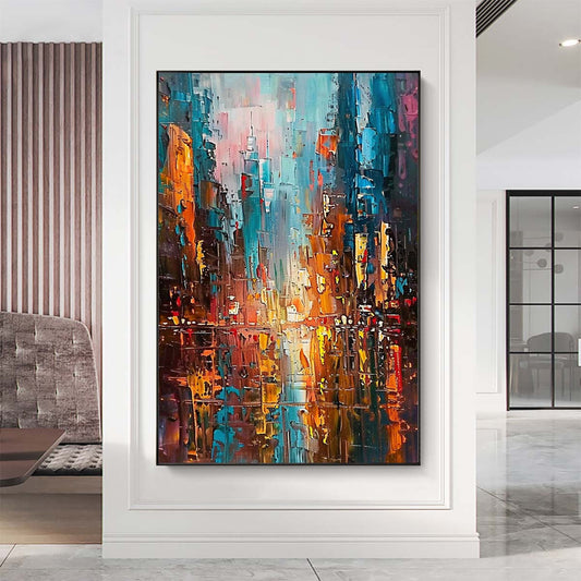 Original creation City Hand painted Oil Painting Canvas Wall Art For Home Living Room Unframed/Rolled #006