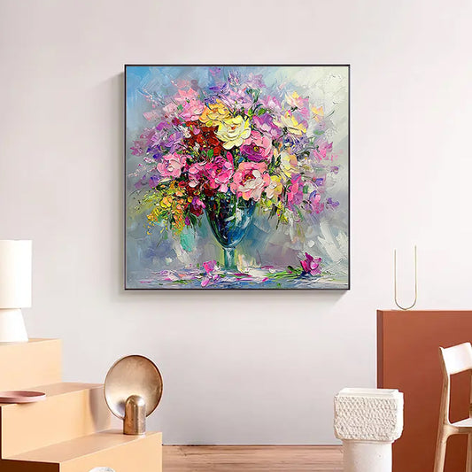 Handpainted Flower Oil Painting On Canvas New Handmade Paintings Wall Art Picture Home Decoration,31inx31in,No Frame