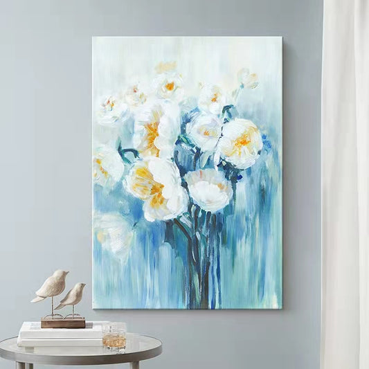 Pure Hand painted Oil Painting Abstract Flower Hanging Painting Decorative Painting Large Restaurant Dining Room Mural Living Room,31inx47in,No Frame