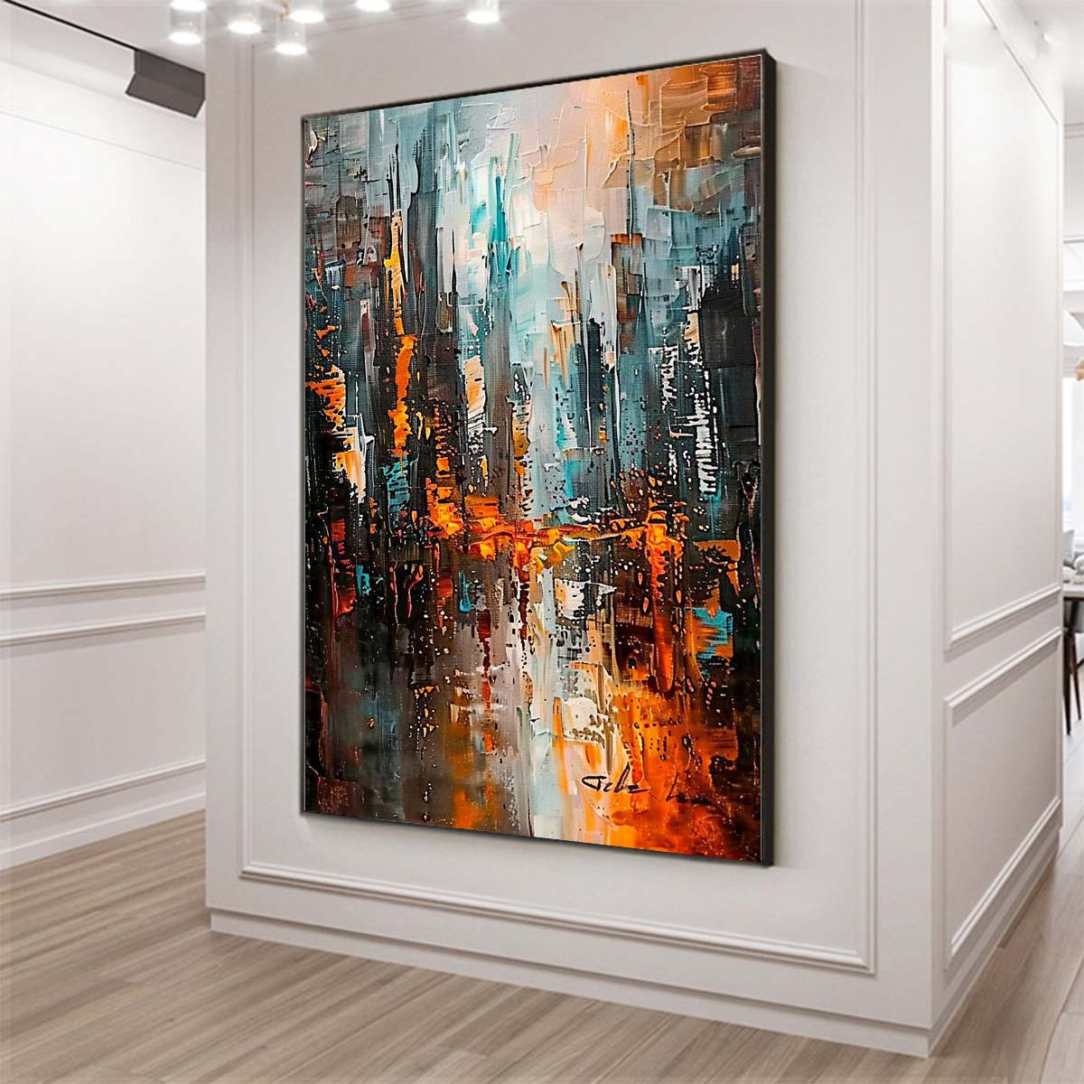 Original creation City Hand painted Oil Painting Canvas Wall Art For Home Living Room Unframed/Rolled #027