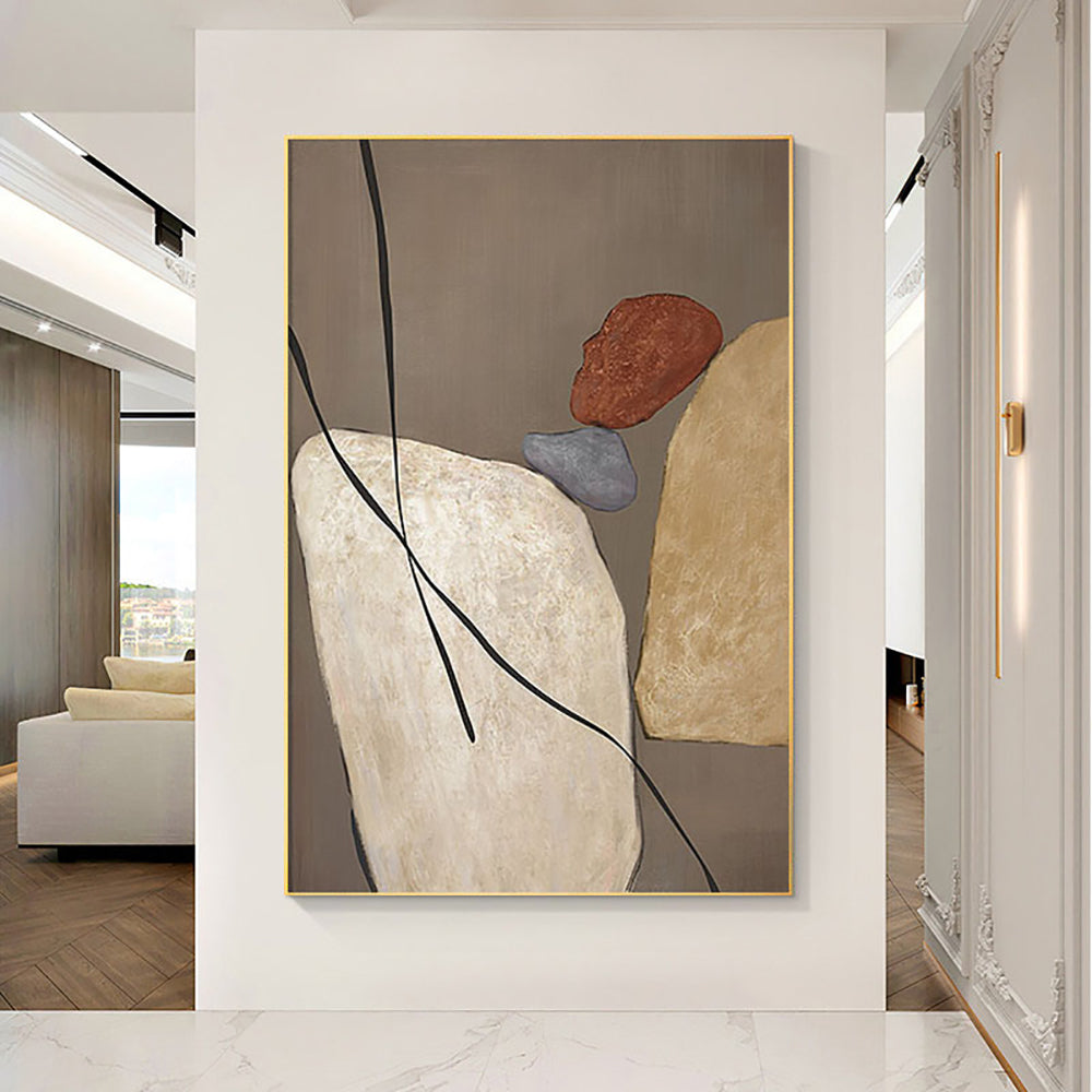 Brown Abstract Wall Art Hand Painted Oil Painting On Canvas Art Home Decor Picture Modern Oil For Living Room,31inx47in,No Frame