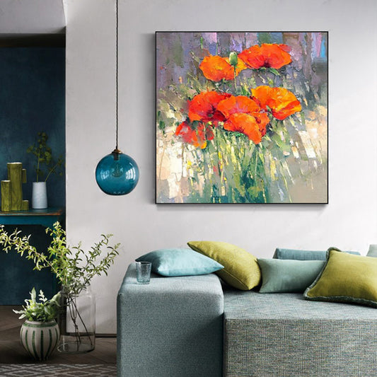 3D Knife Flower Oil Painting On Canvas Hand Painted Artwork Abstract Floral Oil Paintings Living Room