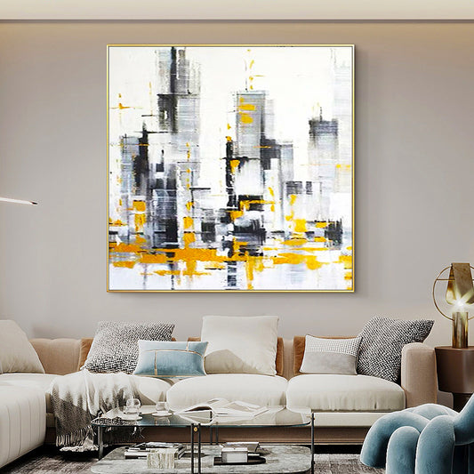Pure Hand painted Decorative Painting City Scenery Entrance Living Room Bedroom Modern Canvas Painting,31inx31in,No Frame