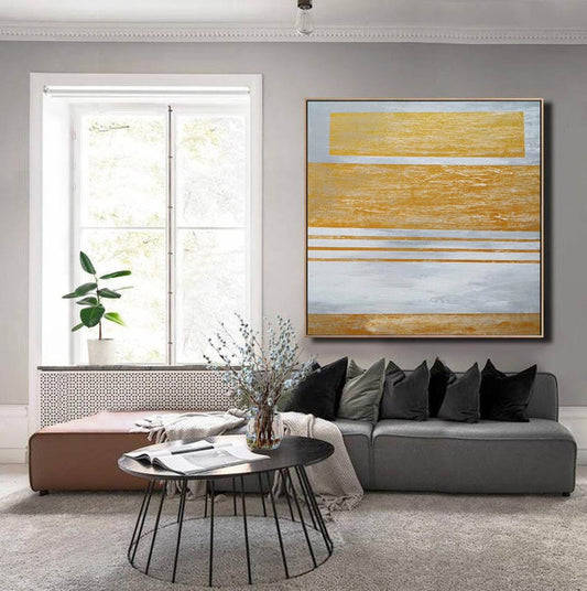 ExtraLargeWallArtCanvasPaintingLargeCanvasArtAbstractPaintingMinimalistWallArtYellowAbstract 31in,No Frame