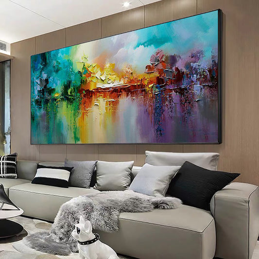 Flowers Oil Painting On Canvas Hand Painted Large Wall Art Painting For Home Decor Floral Acrylic ,27inx54in,No Frame