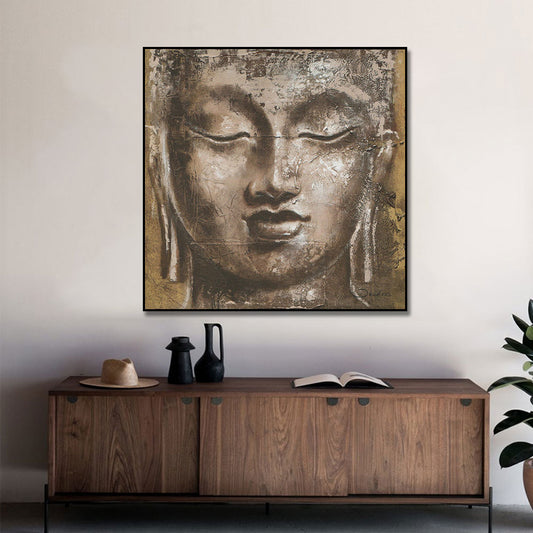 Handpainted by Artist Canvas Painting Wall Art Religion Picture Abstract Buddha Head Oil Painting For