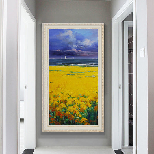 Hand-painted Oil Painting Abstract Decorative Painting Mediterranean Entrance Hallway Mural Paintings American Custom hand-paint27inx54in,No Frame