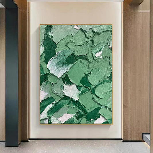 3D Green Picture Abstract Oil Painting Wall Art Home Decoration Modern Hand Painted Oil Painting,31inx47in,No Frame