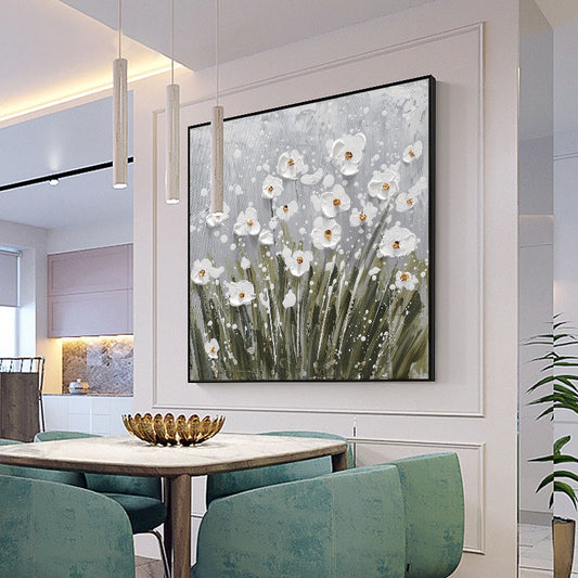 Modern New House Wall Decor Christmas Gift Hand Made Flower Oil Painting Wall Canvas Picture Art,31inx31in,No Frame