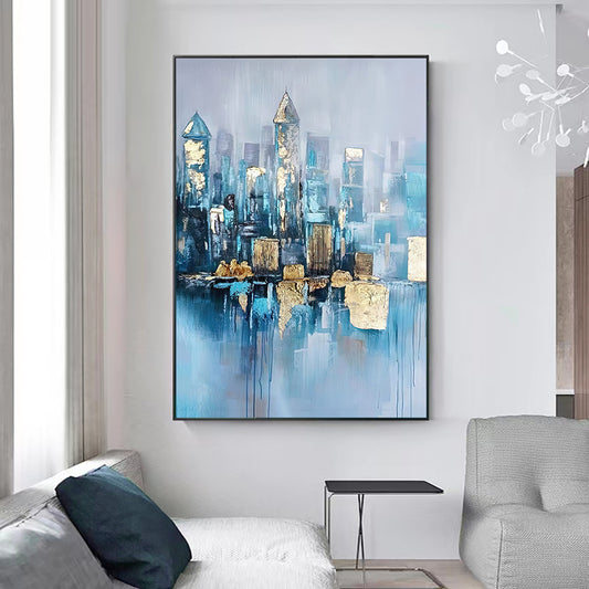Abstract Oil Painting Art on Canvas Modern City Landscape Wall Painting Vintage Paris Street Scenery Picture