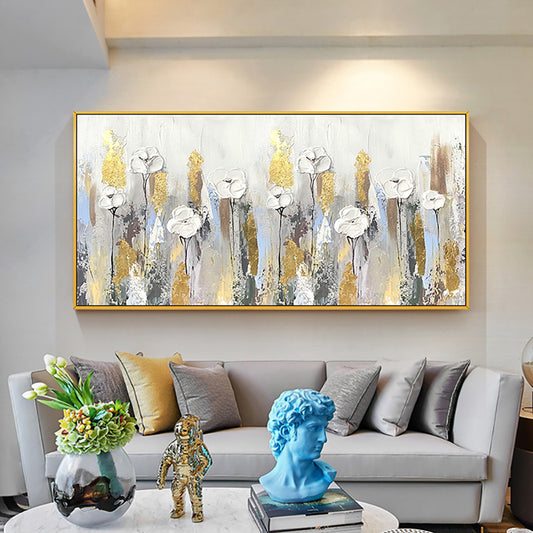 Handmade Abstract Oil Painting Large Wall Art Thick Oil On Canvas Painting Hand Painted Modern Home,27inx54in,No Frame