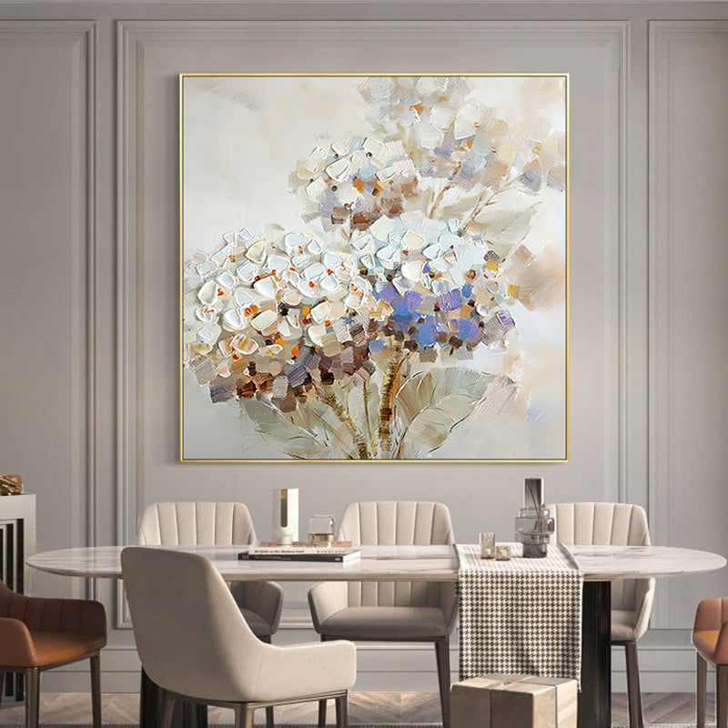 Hand Painted New Textured Design Oil Painting Home Wall Decoration White Flower Art Canvas Picture,31inx31in,No Frame