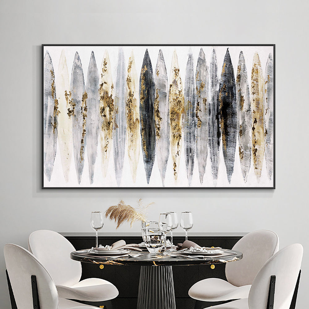 Abstract Grey Black Yellow Oil Painting Hand Painted On Canvas Modern Landscape Wall Art,27inx54in,No Frame