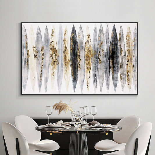 Abstract Grey Black Yellow Oil Painting  Hand Painted On Canvas Modern Landscape Wall Art,27inx54in,No Frame