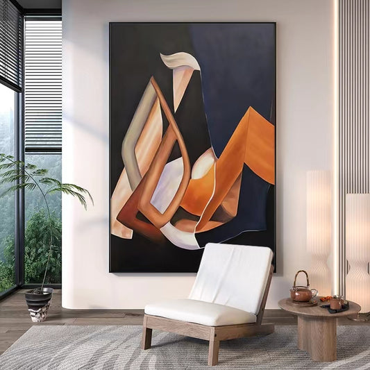 Pure Hand painted Oil Painting Living Room Floor Large Abstract Decorative Painting Abstract Figure Art Painting,31inx47in,No Frame