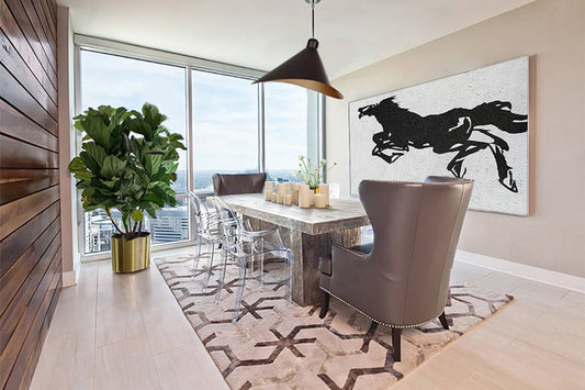 Abstract Horse Painting Abstract Horse Art, Abstract Animal Art Abstract Animal Painting, Extra Large Abstract Art27inx54in,No Frame