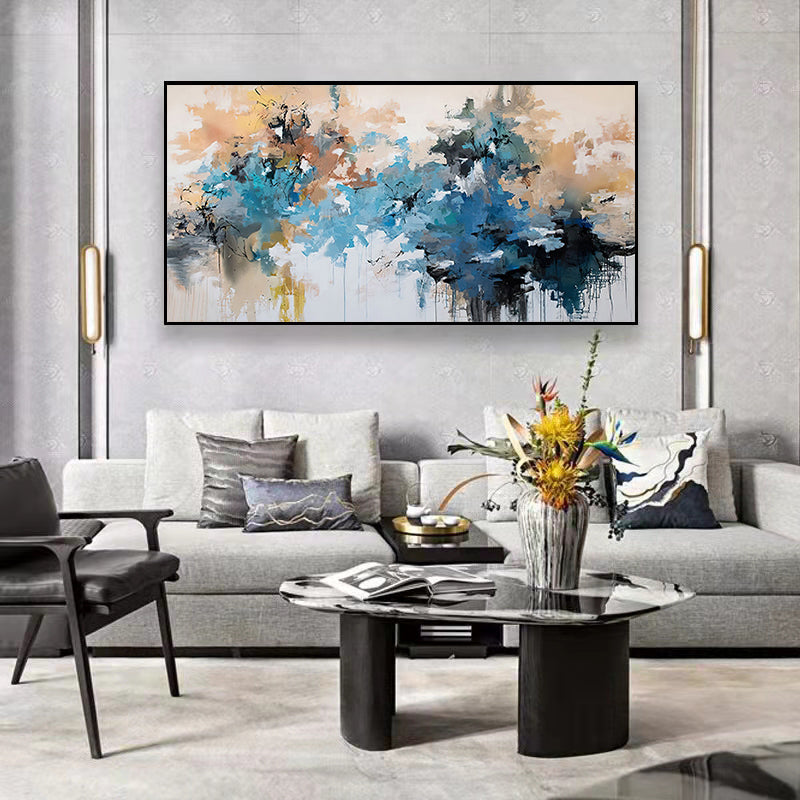 Original Hand painted Oil Painting Decorative Painting of Living Room Sofa Modern Abstract Simple Hanging Painting,27inx54in,No Frame
