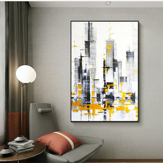 Pure Hand painted Decorative Painting City Scenery Entrance Living Room Bedroom Modern Canvas Painting,31inx47in,No Frame