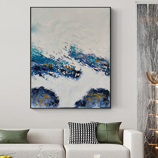 Snow Mountain Scenery Modern Wall Art Decorative Large Hand Painted Oil Painting On Canvas Landscape,31inx47in,No Frame
