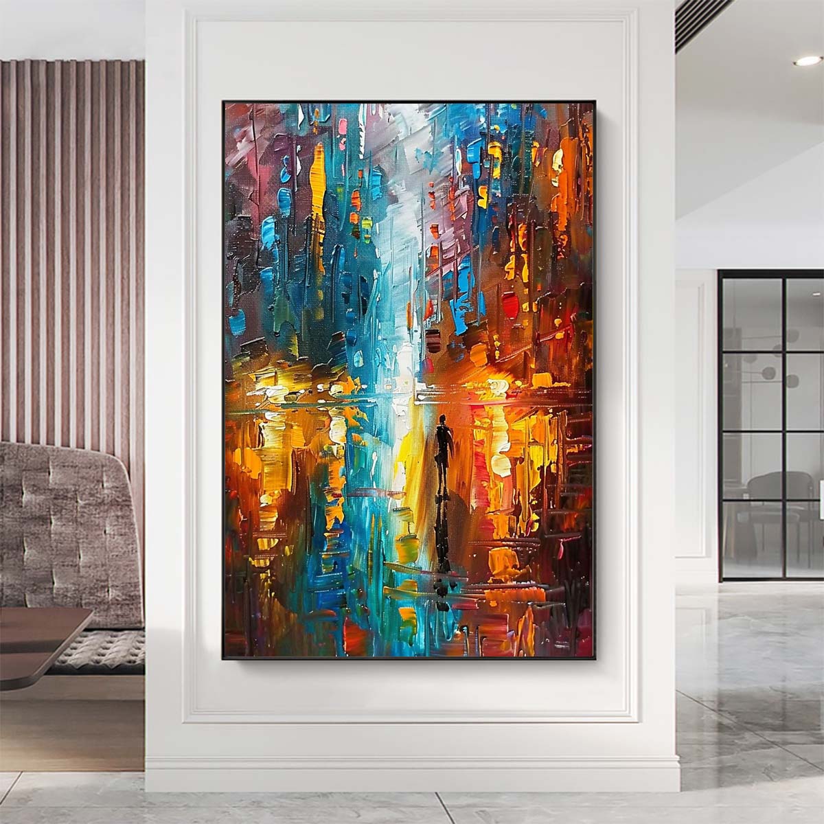 Original creation City Hand painted Oil Painting Canvas Wall Art For Home Living Room Unframed/Rolled #005