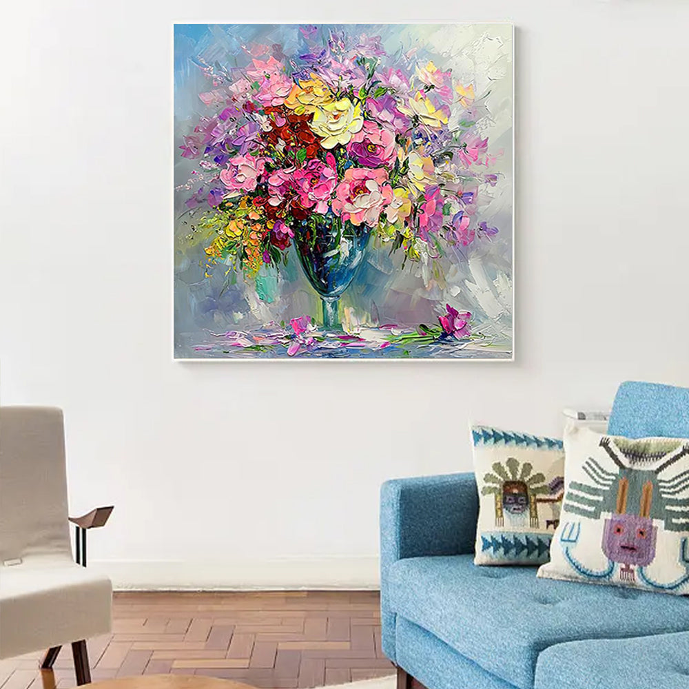 Handpainted Flower Oil Painting On Canvas New Handmade Paintings Wall Art Picture Home Decoration,31inx31in,No Frame