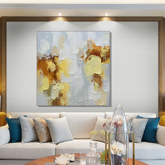 New To Abstract Pure Hand painted Modern Knife Painting Frameless Oil Painting Living Room Simple,31inx31in,No Frame