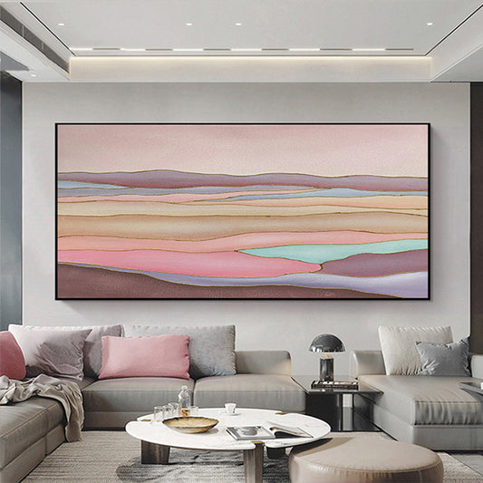 Hand painted Oil Painting Abstract Color Mountain Decoration Painting Bedroom Three dimensional Thick Texture Hanging Painting ,27inx54in,No Frame