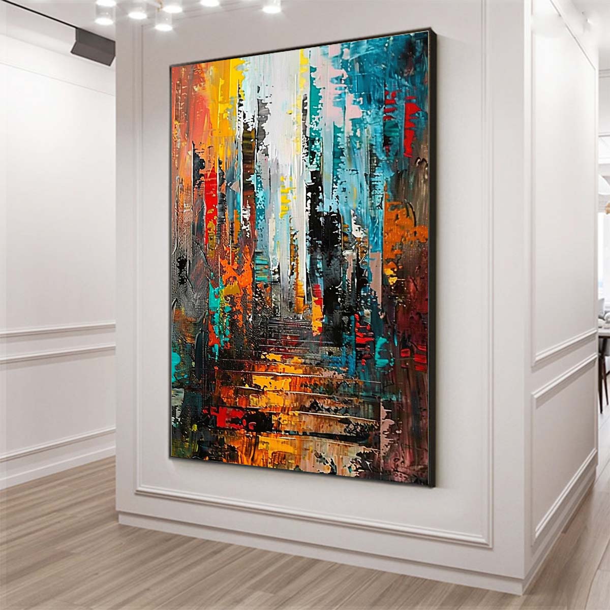 Original creation City Hand painted Oil Painting Canvas Wall Art For Home Living Room Unframed/Rolled #030