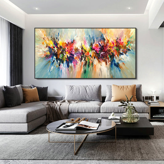 Abstract  Hand Painted Oil Painting Landscape Paintings On Canvas Colorful Wall Art Pictures For Living Room,27inx54in,No Frame