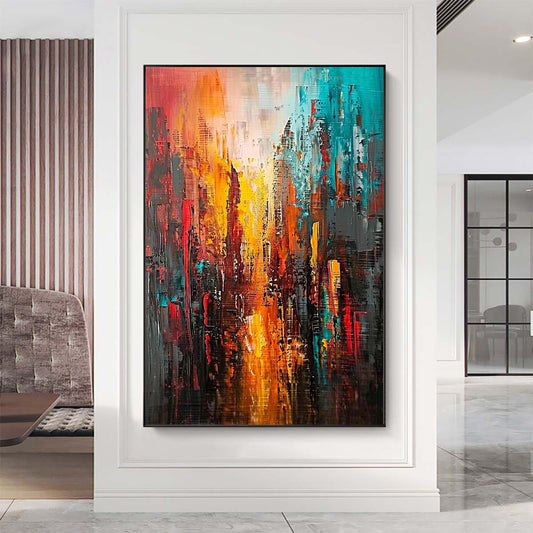 Original creation City Hand painted Oil Painting Canvas Wall Art For Home Living Room Unframed/Rolled #042