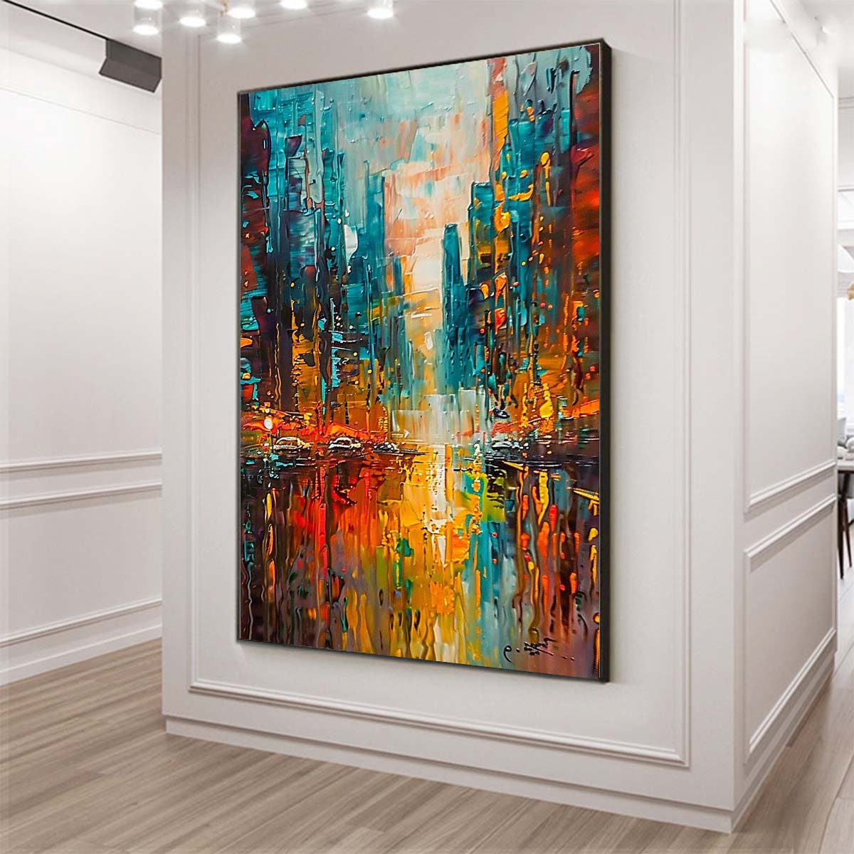 Original creation City Hand painted Oil Painting Canvas Wall Art For Home Living Room Unframed/Rolled #049