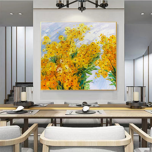 Original Hand painted Oil Painting Flowers Modern Living Room Dining Room Decorative Painting Landscape Art Hanging,31inx31in,No Frame