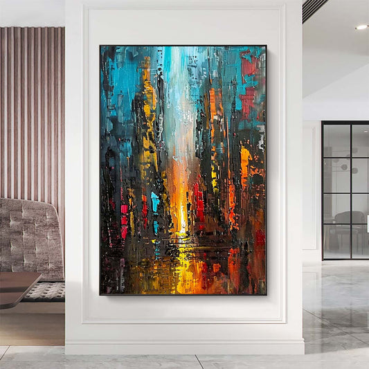 Original creation City Hand painted Oil Painting Canvas Wall Art For Home Living Room Unframed/Rolled #048