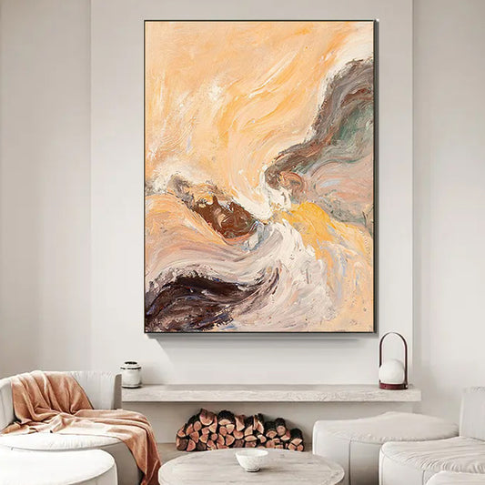 Frameless Abstract Oil Painting Modern Handmade Wall Art Handpainted Oil Painting On Canvas For Home,31inx47in,No Frame