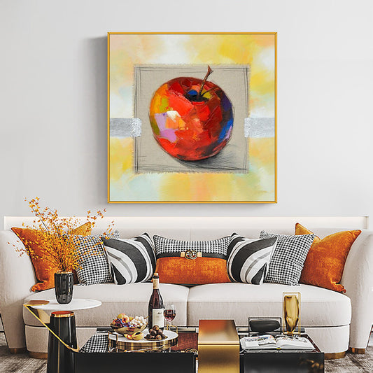 1403D Abstract Apple Pear Painting  Hand Painted Oil Painting On Canvas Modern Wall Art,31inx31in,No Frame