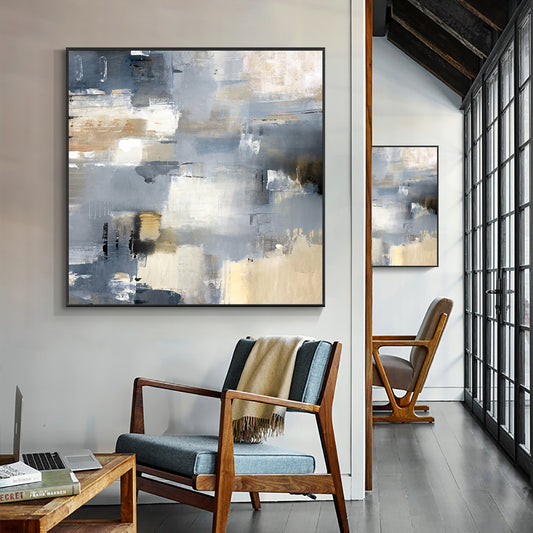 Abstract Handmade Minimalist Grey Color Oil Painting  Hand Painted On Canvas Modern Wall Art,31inx31in,No Frame