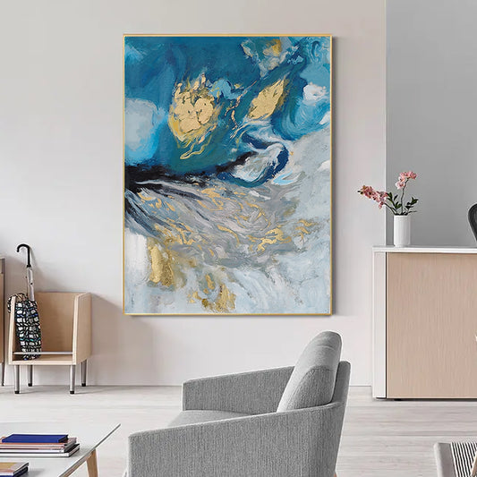 Oil Painting Abstract Handmade Canvas Paintings Wall Pictures Art Wall Artwork 3D Gold Thick Art ,31inx47in,No Frame