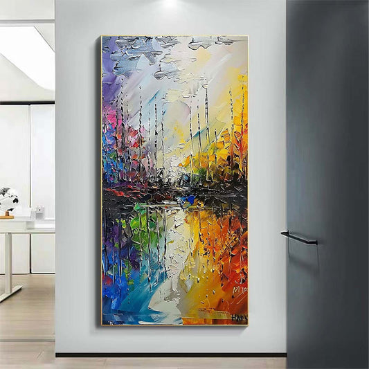 Landscape Paintings Abstract Handmade Oil Painting Modern Home Living Room Decoration Painting,27inx54in,No Frame