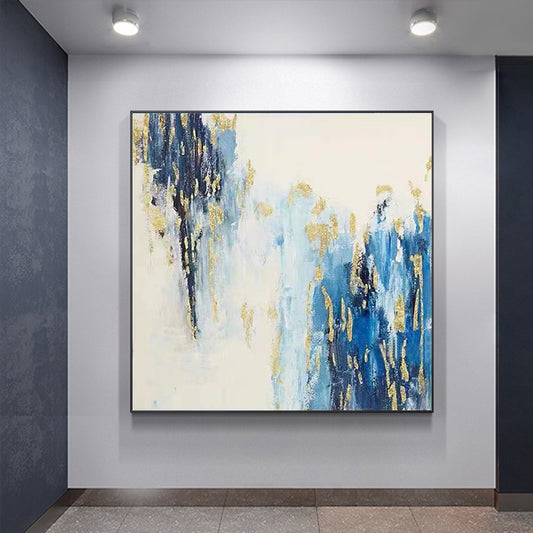 Simple and Modern Hand Painted Abstract Oil Painting Light Luxury Living Room Bedroom Decoration Painting,31inx31in,No Frame