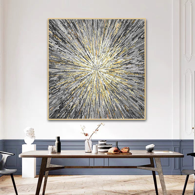 Gold Foil Lines Hand painted Oil Painting Abstract Texture Painting Dining Room Decorative Painting Italian High,31inx31in,No Frame
