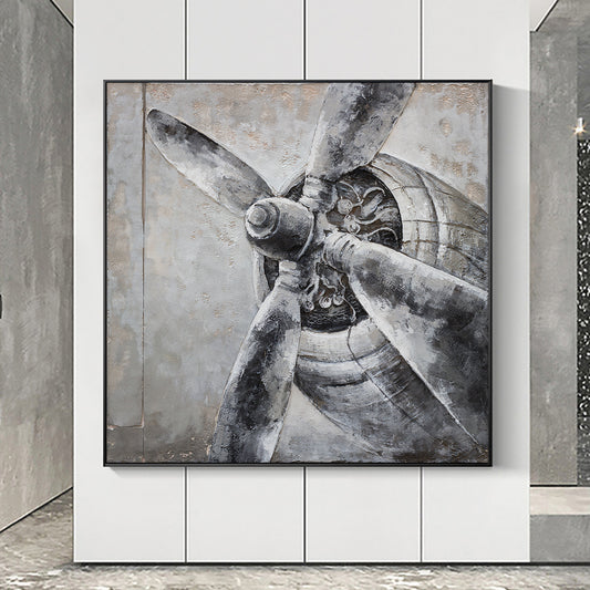 Abstract Gray Plane Oil Painting  Hand Painted On Canvas Modern New Decorative Handmade Wall Art,31inx31in,No Frame