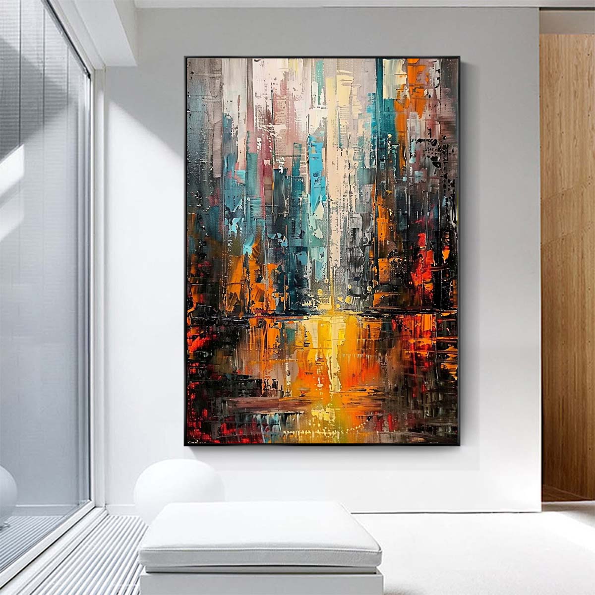 Original creation City Hand painted Oil Painting Canvas Wall Art For Home Living Room Unframed/Rolled #051