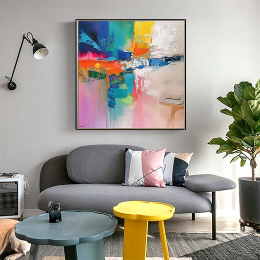 Abstract Handmade Oil Painting Modern Minimalist Home Living Room Decoration Painting,31inx31in,No Frame