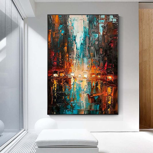 Original creation City Hand painted Oil Painting Canvas Wall Art For Home Living Room Unframed/Rolled #054