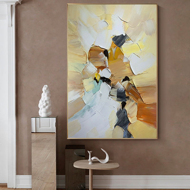 #980Hand painted Thick Texture Abstract Oil Painting Modern Wall Art On Canvas Living Room Hanging Mural,31inx47in,No Frame
